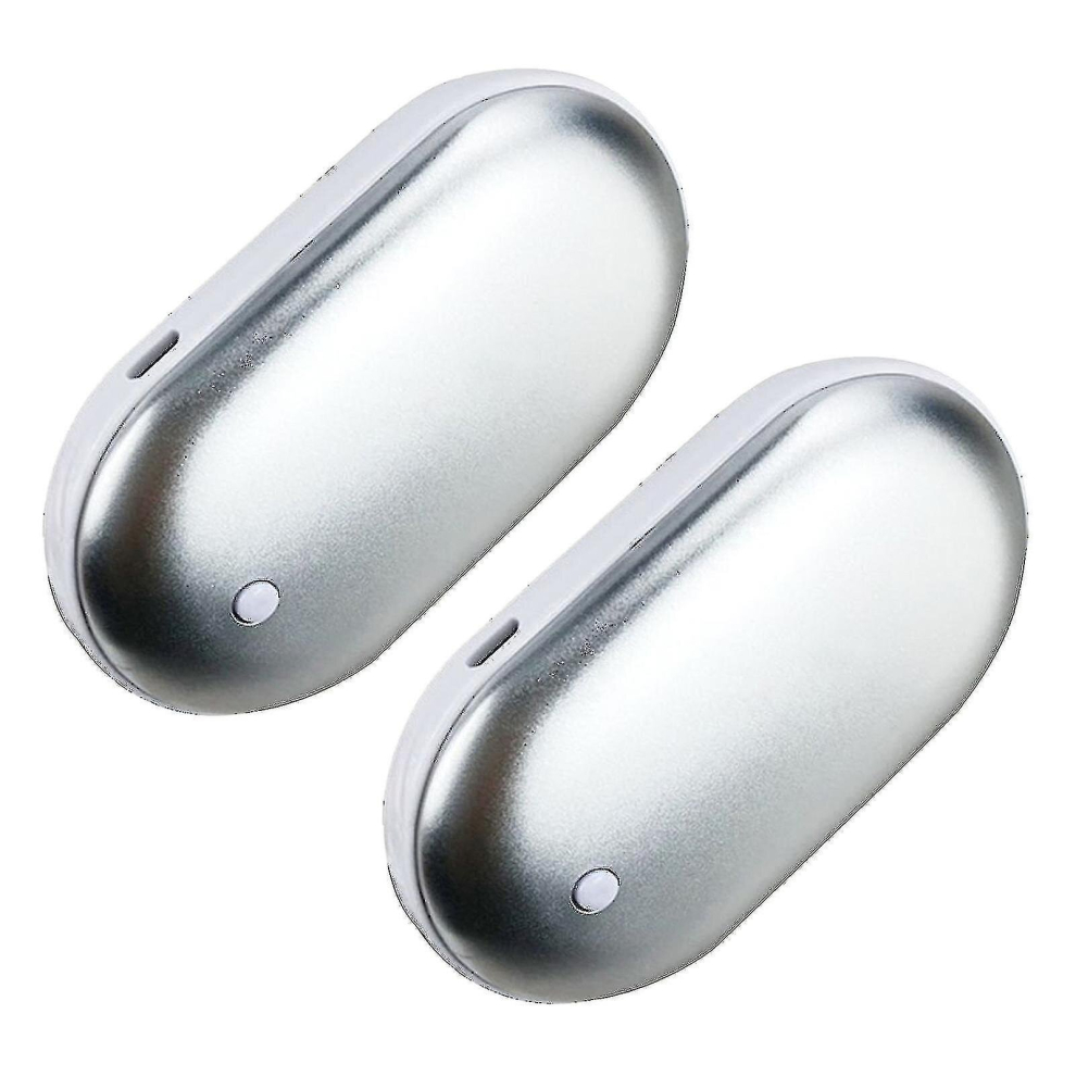 (Sliver) 2 Pack Rechargeable Hand Warmers Usb Power Bank Electric Pocket Warmer 9326616132265