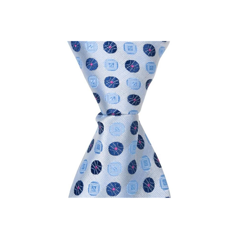 Mama'sboy Xb21 - 6 In. Newborn Zipper Necktie - Blue- With Two Different Blue Polka Dots