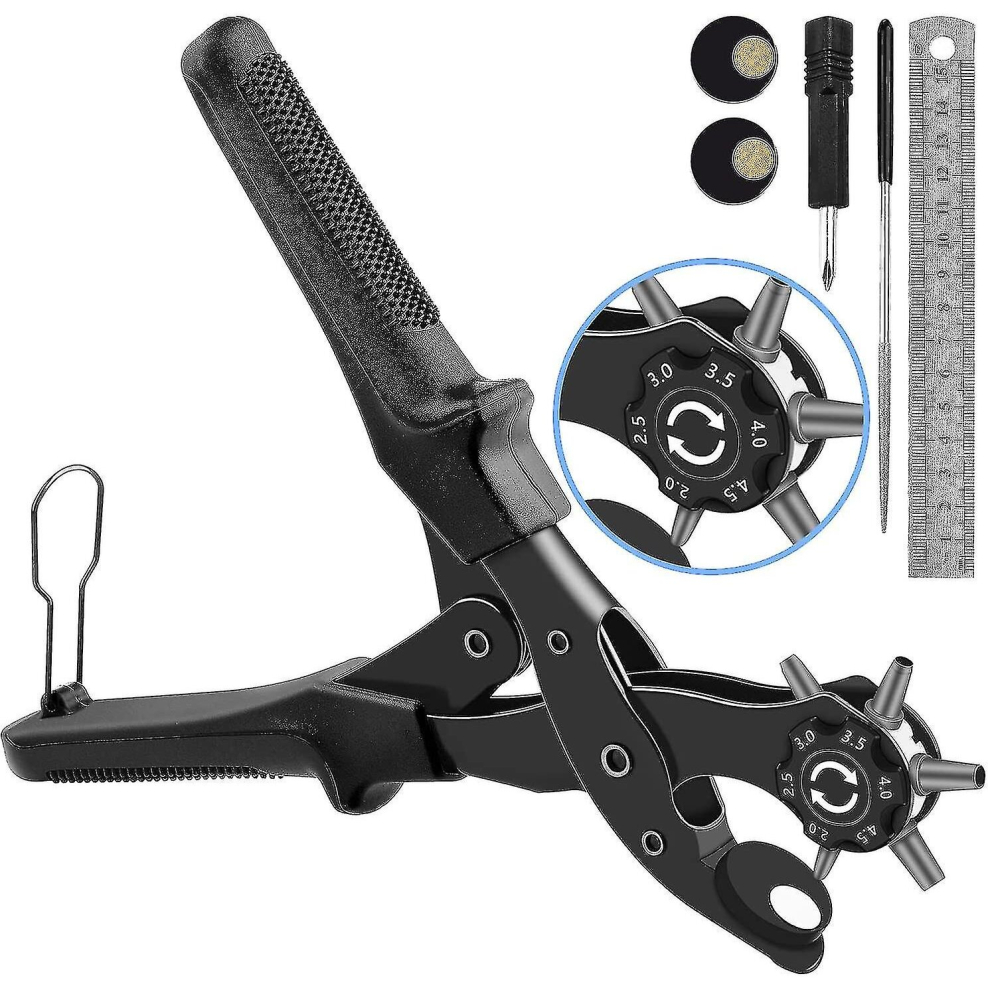 Leather Hole Punch, [Upgraded Version][Perfect Full Set] Belt Puncher, Heavy Duty Revolving Plier 9326616144671