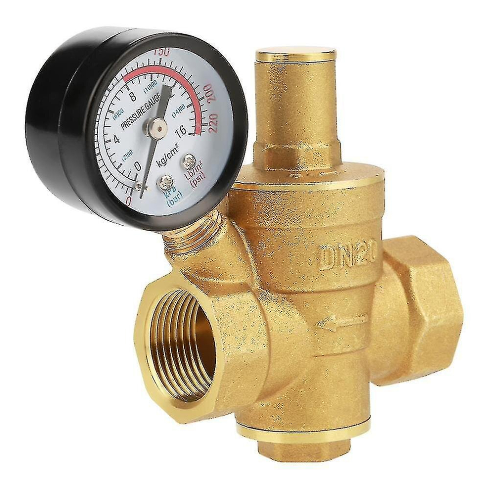 Dn25 Adjustable Water Pressure Reducing Regulator, Brass Water Pressure Reducing Valve Manometer Water Pressure Gauge (Dn25) 9326616144831