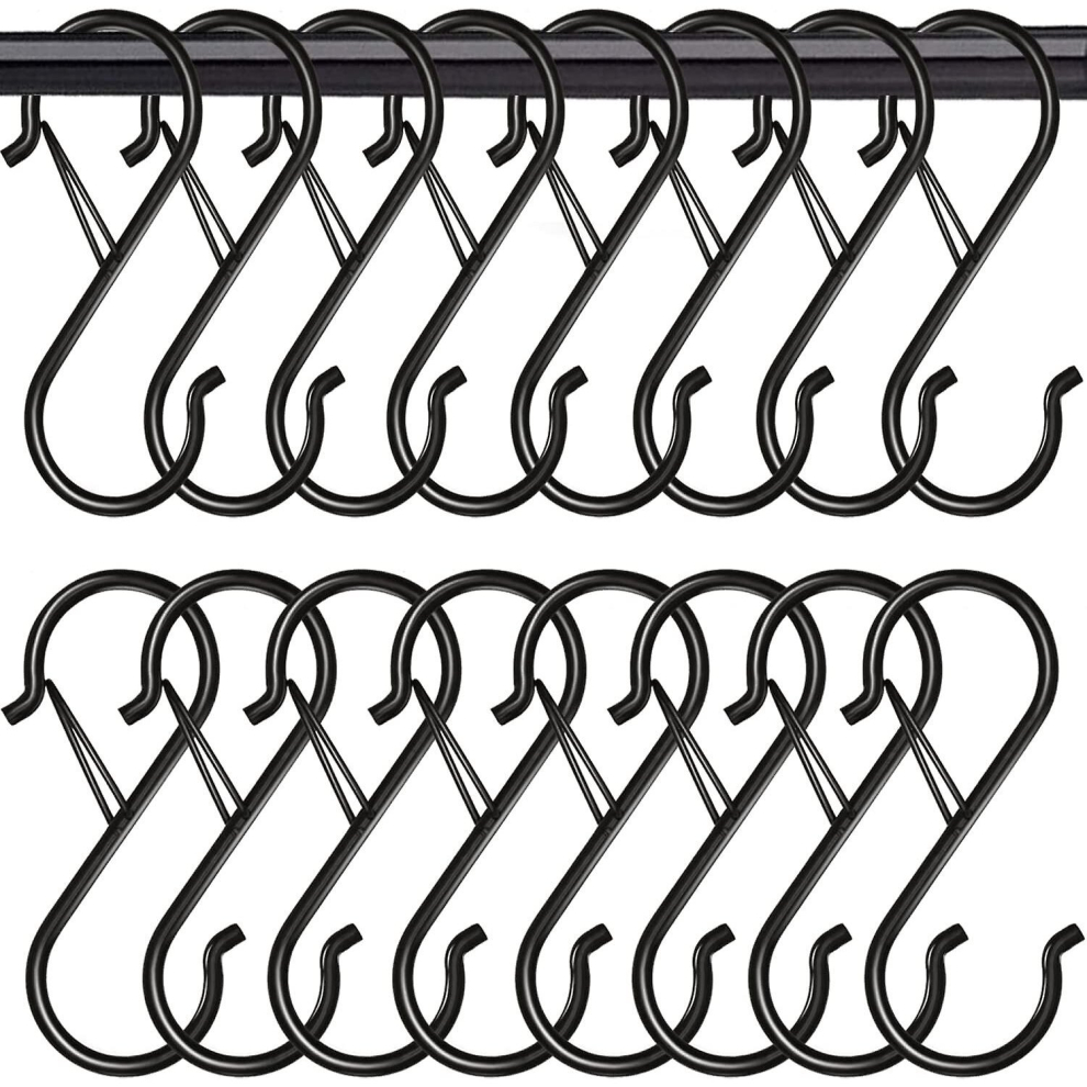 16 Pack S Hooks For Hanging. 3.5 Inch Heavy Duty S Hooks With Safety Buckle 9326616148150