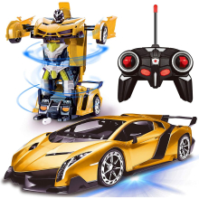 Remote Control Transform Car Robot Toy With Lights Deformation Rc Car 2.4ghz 1:18 Rechargeable 360rotating Stunt Race Car Toys For Kids Boys Girls Age