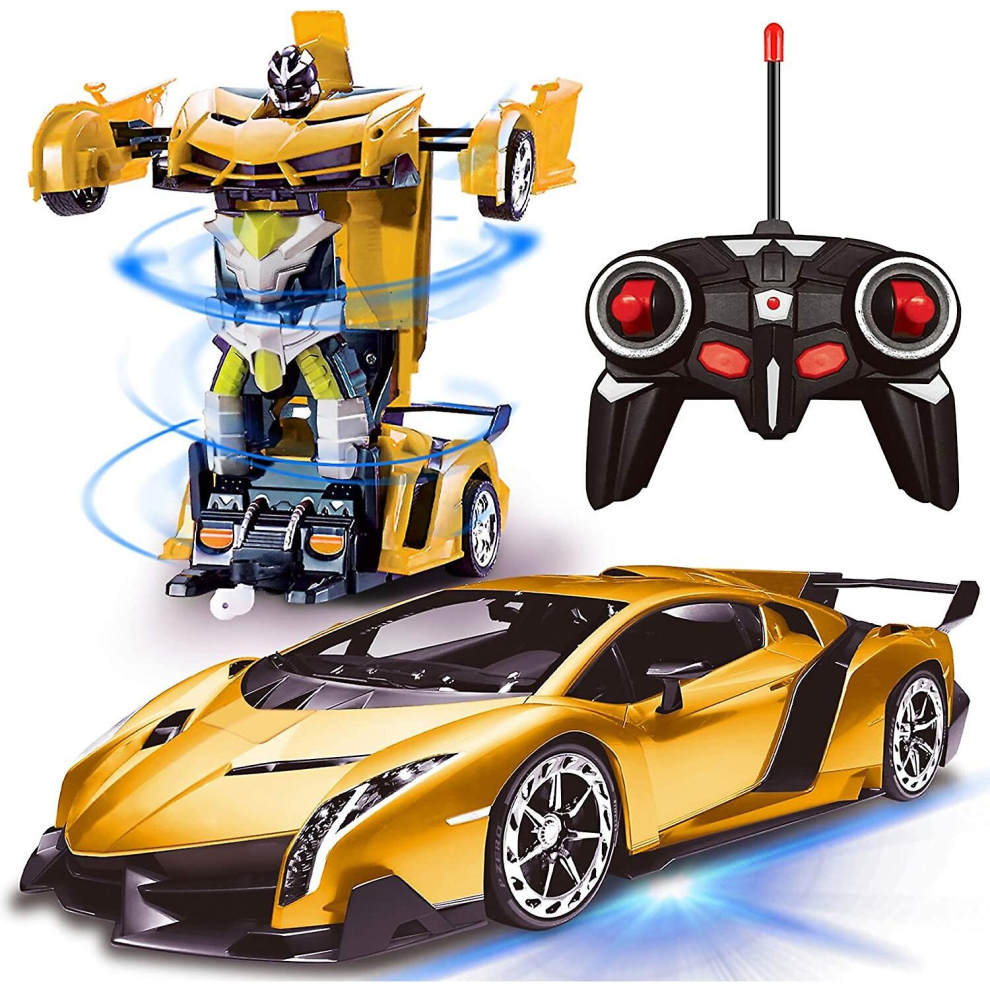 Remote Control Transform Car Robot Toy With Lights Deformation Rc Car 2.4ghz 1:18 Rechargeable 360rotating Stunt Race Car Toys For Kids Boys Girls Age