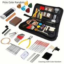 Complete Guitar Repair and Maintenance Tool Kit with Strings Picks Bridge Pins and Gauge Perfect Gift for Musicians and Guitar Enthusiasts