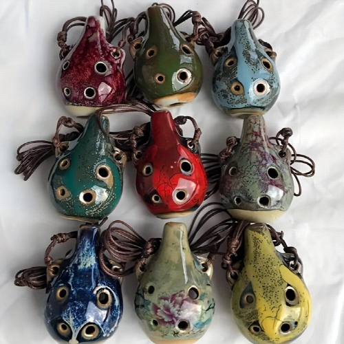 2Pcs Ancient Style Pottery Six Holes Musical Instruments 1