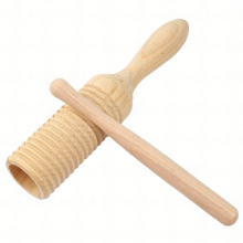 1pc Wooden Musical Instrument Sound Tube Small Single threaded Ring Percussion Cylinder Croak Frog Barrel