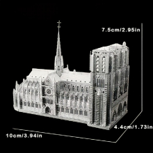 DIY Metal Assembled Toy Castle Building Model 3D Three dimensional Game Puzzle Notre Dame House Model