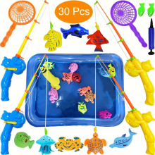 Magnetic Fishing Pool Toy Game For Kids Fishing Game Water Table Bathtub Kids Party Toys With Rod Net Plastic Floating Fish Pool Colorful Ocean Animal