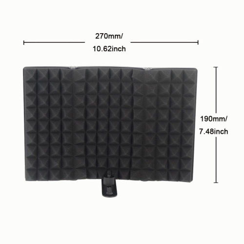Microphone Isolation Shield Foldable Mic Shield With Triple Sound Insulation Reflection Filter Mic Threaded Mount For Recording Studio Podcasts Singin 2