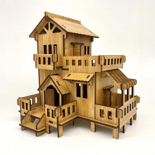 DIY Wooden 3D Jigsaw Puzzle Architectural Model Western Room Laser Cut Assembly Model Kit Puzzle Puzzle