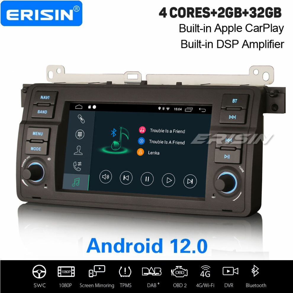 Android 12 Car Stereo For BMW 3er E46 320 M3 Rover 75 MG ZT DAB+ CarPlay Satnav WiFi OBD2 DSP Bluetooth