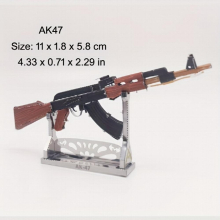 Stainless Steel Metal Glue 3D DIY Puzzle Colorful AK47 Gun Model Educational Toy Desktop Decoration Christmas Gift