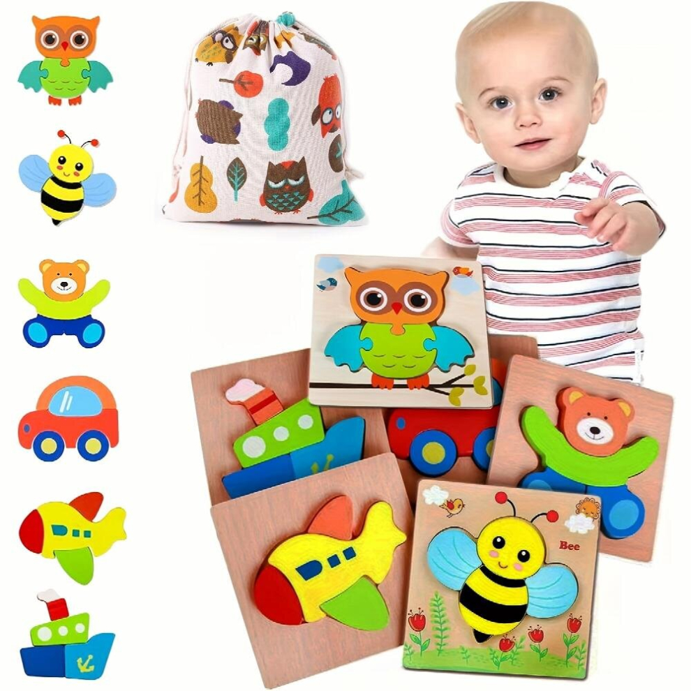 6 Pcs Wooden Puzzles Toys with Storage Bag for Boys Girls Jigsaw Puzzles Montessori Toys Learning Educational Toy for Kids Child in Christmas Birthday-image-OPC-PD5CCCB-NEW