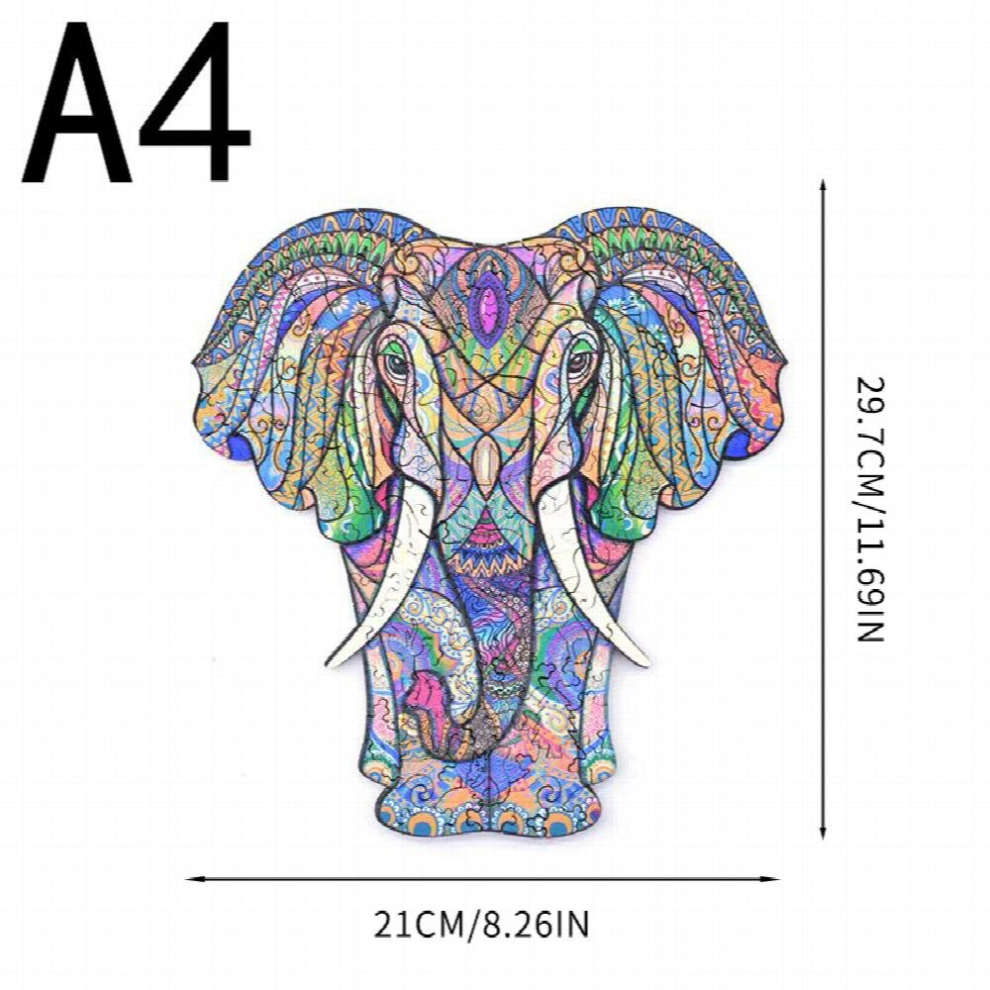 Unique Shape Elephant Wooden Animal Puzzle Fun Wooden Jigsaw Puzzles Educational Game