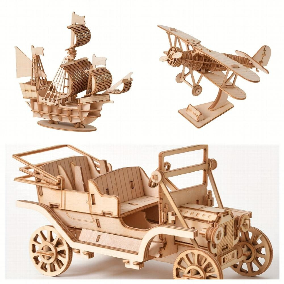 Wooden Creative 3D Three dimensional Puzzle Educational Assembled Toys Parent child Building Blocks Adult Toys Gift-image-OPC-PD5CD2W-NEW