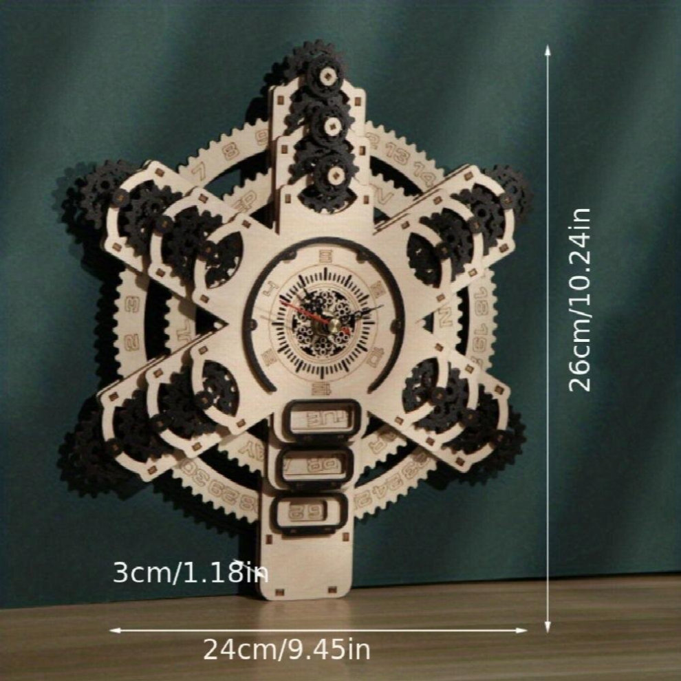 3D Wooden Puzzle Puzzle Assembling Toys Creative Calendar Wall Clock Perpetual Calendar-image-OPC-PD5CHV9-NEW