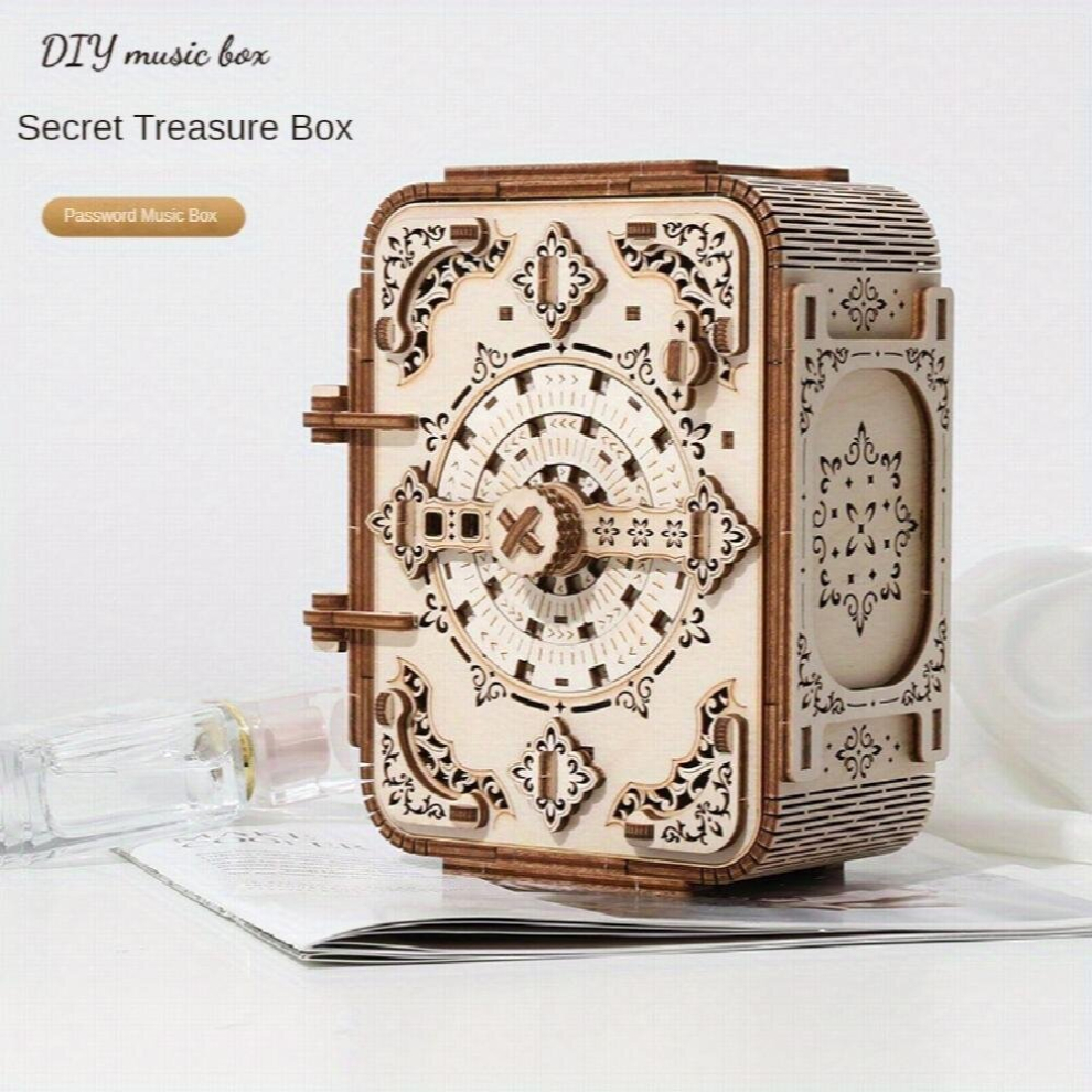 Wooden DIY Assembled Secret Treasure Box Password Music Box 3D Three dimensional Puzzle Model-image-OPC-PD5CHW8-NEW