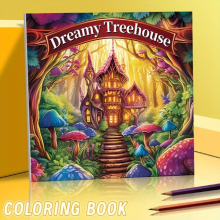 Upgraded 22pcs Thickened Paper 1 Book Dream Tree House Coloring Book Thanksgiving Year Christmas Party Gift