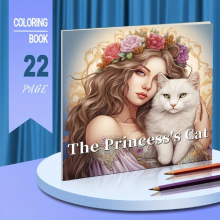 Upgraded 22pcs Thickened Paper 1 Book Princess Cat Coloring Book Thanksgiving Year Christmas Holiday Party Gift