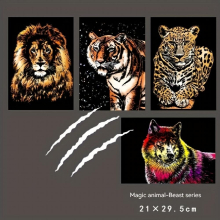 Animal Scratch Painting Colorful Animal Scratch Paper Puzzle Handcraft Creative DIY Painting