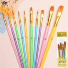 10pcs Macaroon Painting Pens Set Wooden Rod Nylon Painting Pens Makeup Pen Brush Watercolor Pens Pearlescent Hair