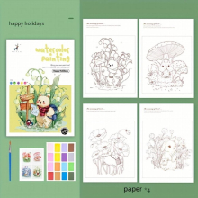 4pcs Cartoon Watercolor Coloring Book Watercolor Graffiti Coloring Book Copy Painting Paper With Pigment Filling Paper Note Christmas And Thanksgiving