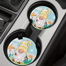 2pcs Santa Coaster DIY Diamond Painting Car Coaster Car Interior Accessories Supplies Suitable For Cars Hand Holiday Decorations