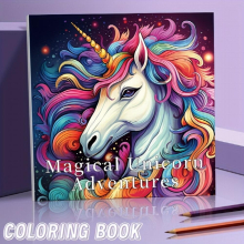 Upgraded 22pcs Thickened Paper 1 Book Fantasy Unicorn Coloring Book Thanksgiving Year Christmas Holiday Party Gift
