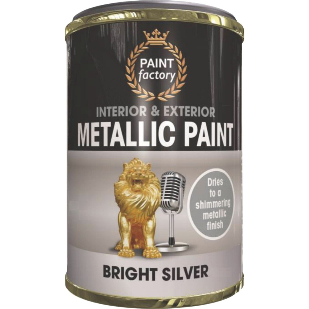 300ML Bright SILVER PAINT TINS BRIGHT FINISH INTERIOR EXTERIOR