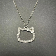 Hellokitty Silvery Necklace Girl Pendant With Artificial Diamonds Do Not Lose Girlfriend Gift Christmas Year Gift