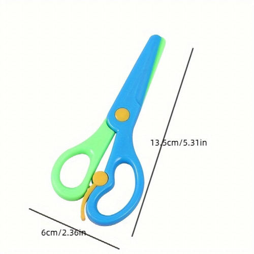 6pcs Art Scissors Plastic Scissors Spring Safety Scissors Paper cut Sticker Random 2