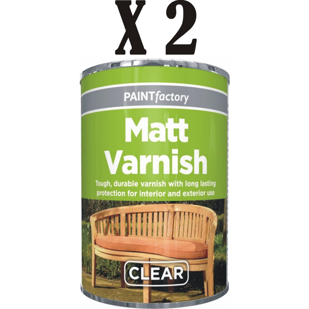 2 x 300ml Clear Matt  Varnish Tin Paint Factory Interior & Exterior