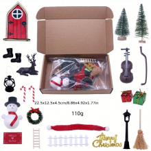 Dollhouse Wooden Elf Door Christmas Decoration Mini Fairy Scene Toy Set