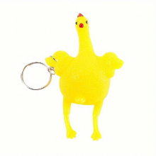 Creative Toy Mini Funny Vent Pinch Toys Lay Eggs Chicken Key Ring Rubber Rooster Tricky Joke Stress Reliever Toys For Children