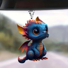 1pc Fire Dinosaur Acrylic Decorative Pendant Car Accessories Interior Rearview Mirror Decorative Pendant Bag Key Chain Accessories Halloween Gift Chri