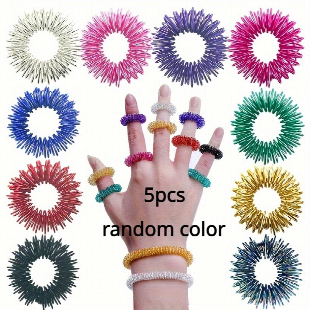 5Pcs Spiky Sensory Anxiety Rings Finger Massage Hand Acupressure Toy for Stress Relief & Improved Circulation