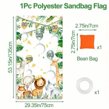 1pc Sandbag Flag Throwing Game Jungle Animals Cartoon Engineering Car Background Banner For Indoor Outdoor Party Decoration Sandbag Toss Throwing Toy