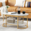 Costway Modern Faux Marble Coffee Table 2-Tier Rectangular Chic Cocktail Accent Table 3