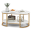 Costway Modern Faux Marble Coffee Table 2-Tier Rectangular Chic Cocktail Accent Table 1