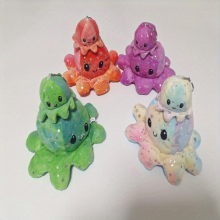 Flip Octopus Double sided Expression Parent child Set Funny Octopus Puppet Toy Keychain Ornament