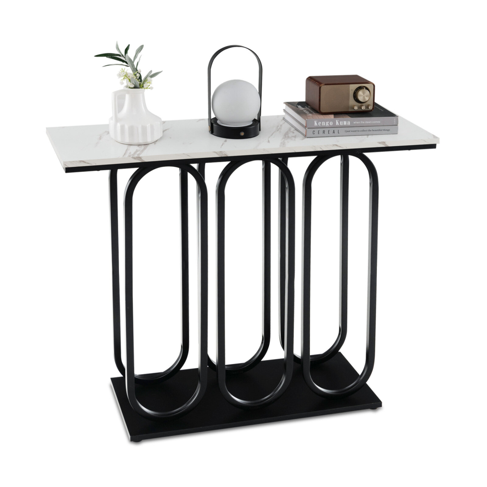 100cm Modern Console Table Faux Marble Narrow Entryway Hallway Table Accent Desk