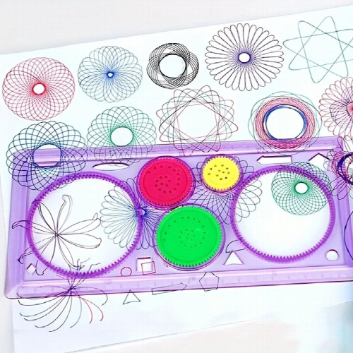 1Set Unlock Your Creativity With This Functional Spirograph Geometric Ruler Perfect For Learning Art Random 1