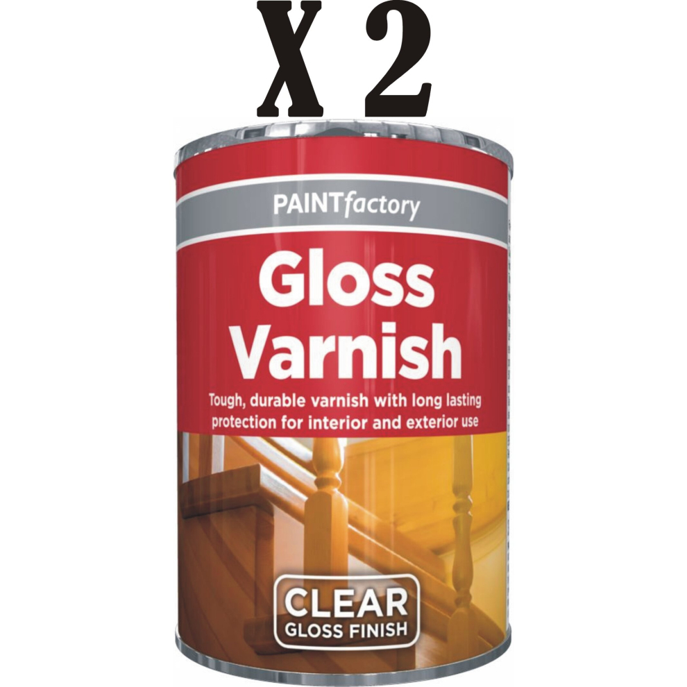 2 x 300ml Clear Gloss Varnish Paint Tin Gloss Finish Interior Exterior