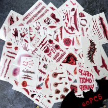 Halloween Decorations Halloween Party Makeup Tattoo Stickers Scar Stickers Realistic Waterproof Men And Women 60pcs Do Not Repeat Horror Sweat Funny S