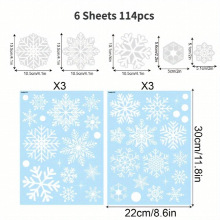 1 6pcs set 114pcs Snowflake Window Stickers Christmas Decorations Winter Door Background Decoration Snowflake Electrostatic Glass Stickers
