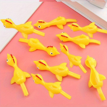 10pcs Slingshot Chicken Rubber Chicken Flick Chicken Flying Chicken Flingers Stress Gag Toys Funny Christmas Easter Chicks Novelty