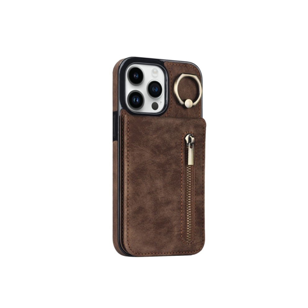 C56 Zipper Smartphone Holster Protective Phone Case For Iphone 13Mini 5.4 Inch Brown 766261953928