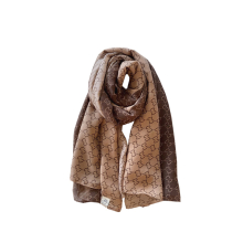 S44 180cm Coffee Color-block Letter Fiber Scarf Thickened Warm Shawl with Dual-use Scarves Female Evening Dresses
