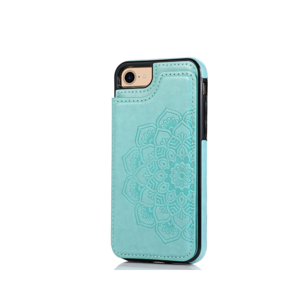 C46 Embossed Phone Leather Case Protection Bumper Mandala Folding Protective Cover For Iphone 14 Max 6.7 Green 700000356410
