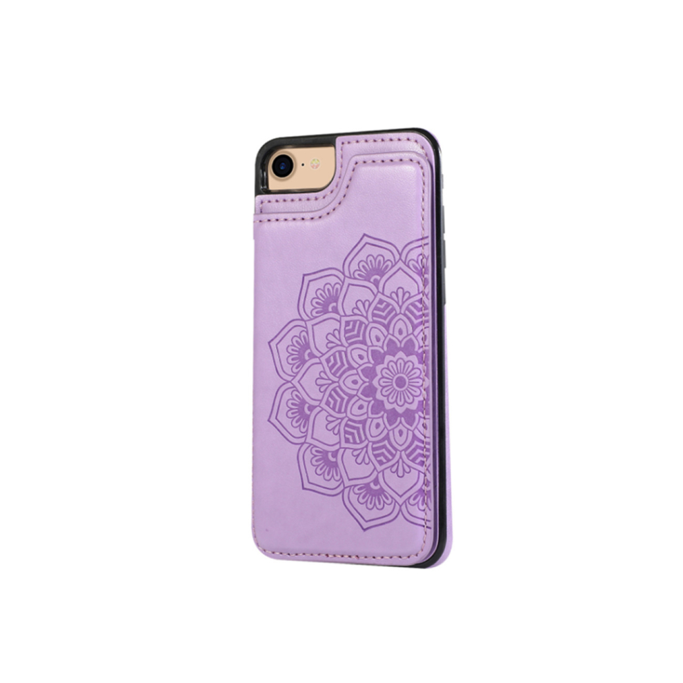C45 Embossed Phone Leather Case Protection Bumper Mandala Folding Protective Cover For Iphone 14 Pro 6.1 Purple 700000356380